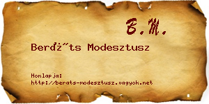 Beráts Modesztusz névjegykártya